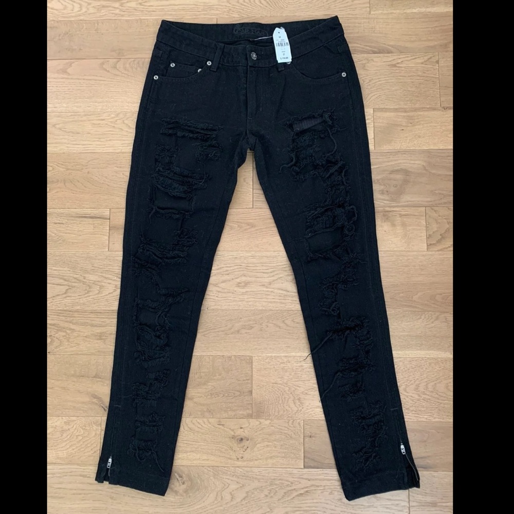 NWT Car Mar Black Distressed Jeans | Size 27